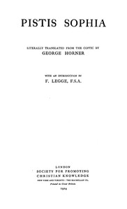 Pistis Sophia, George Horner, Francis Legge