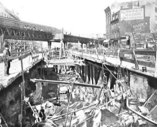 SUPPORTING ELEVATED RAILROAD BY EXTENSION GIRDER—64TH
STREET AND BROADWAY