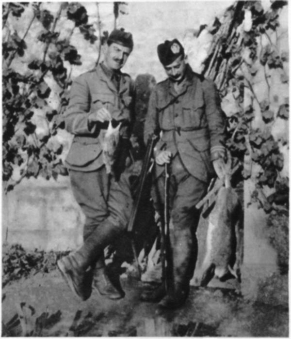 SPORT AT THE FRONT: BRITISH OFFICERS WITH A "BAG" OF PARTRIDGE AND HARE.