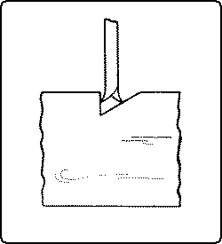 Fig. 91. Starting a Saw Cut in a Trough Cut With Knife.