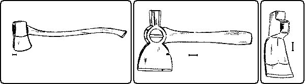 Fig. 139. Ax. Fig. 140. Shingling Hatchet. Fig. 141, Carpenter's Adze.