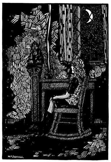 Hortense burned incense to the image and sat motionless
in Grandfather's chair to wait.