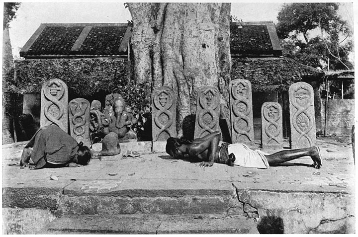 Praying for Offspring before Lingam, Snake-Stones, and Figure of Ganēsa.