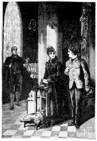 Mademoiselle, debout auprs d'un pilier, causant avec un
jeune homme.