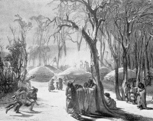 b. Finished picture of the same

"WINTER PICTURE OF THE MINATARRES

Karl Bodmer, 1833