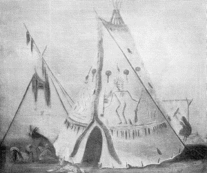 a. "Crow lodge." George Catlin