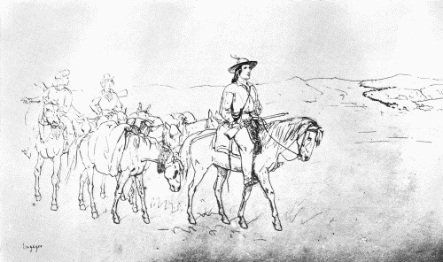 TRADER CROSSING THE PRAIRIES

Page of Kurz's Sketchbook, August 28, 1851