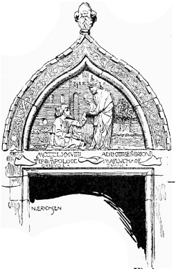 DOORWAY WITH COLOURED RELIEF OF SS. MARK AND ANIANUS:
COBBLERS’ GUILD HOUSE, CAMPO S. TOMÀ