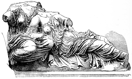 Fig. 208.—From the Eastern Gable of the Parthenon.
Aphrodite and Peitho.