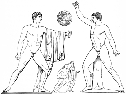 Fig. 201.—Harmodios and Aristogeiton. (Copies in
Naples.)