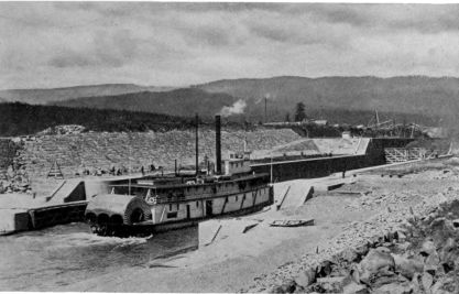 paddlewheel boat in lock