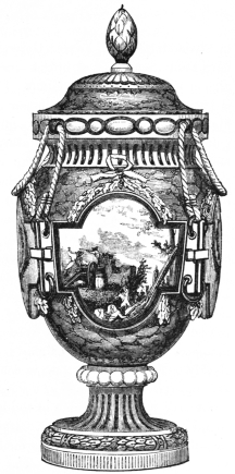 Fig. 1.—Old Sèvres Patetendre. Fontenoy Vase,
commemorative of the Battle of Fontenoy. Painted by Genest. (M. L.
Double Coll.)