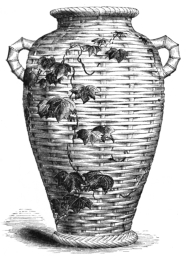 Fig. 118.—Satsuma Vase. Very Fine Crackle. Decoration:
leaves brown, veined with gold. Height, 15 in. (R. H. Pruyn Coll.)