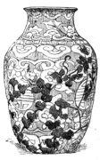 Fig. 124.—Kiusiu Earthen-ware. Blue on Purple. Height,
15 in. (A. A. Vantine & Co.)