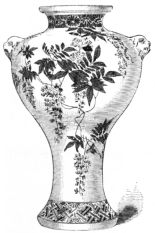 Fig. 127.—Satsuma Vase. Decoration, Green and Red.
Height, 13 in. (Robert H. Pruyn Coll.)
