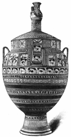 Fig. 151.—Greek Vase, from Curium. Height, 4 ft. 9 in.
(Cesnola Coll., N. Y. Metrop. Museum.)