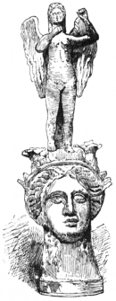 Fig. 168.—Head of Minerva, with Figure of Nike. (Prime
Coll., N.Y. Metropolitan Museum.)
