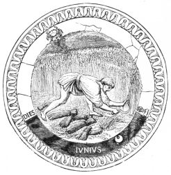 Fig. 206.—Medallion by Luca della Robbia. (South
Kensington Museum.)