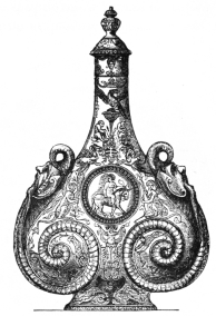 Fig. 218.—Urbino Pilgrim’s Bottle. (South Kensington
Museum.)