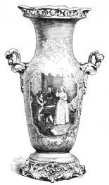 Fig. 265.—Charlotte Corday Vase; Sèvres Porcelain,
Mounted. Red and Gold. (White House.)