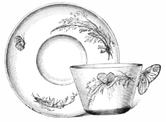 Fig. 271.—Limoges Porcelain. Cup and Saucer. Painted by
Pallandre. (S. S. Conant Coll.)