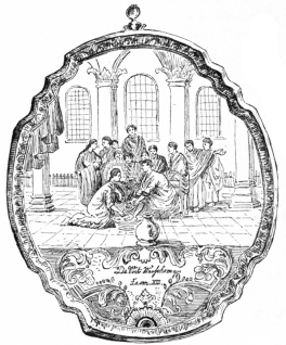 Fig. 286.—Delft Blue-and-white. Eighteenth Century.
Size, 21 in. by 18 in. (Mrs. John V. L. Pruyn Coll.)