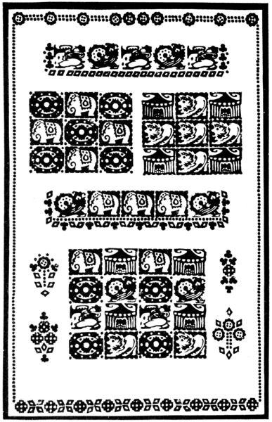 Six blocks in different groupings with borders