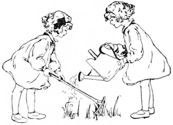 girls tending plants