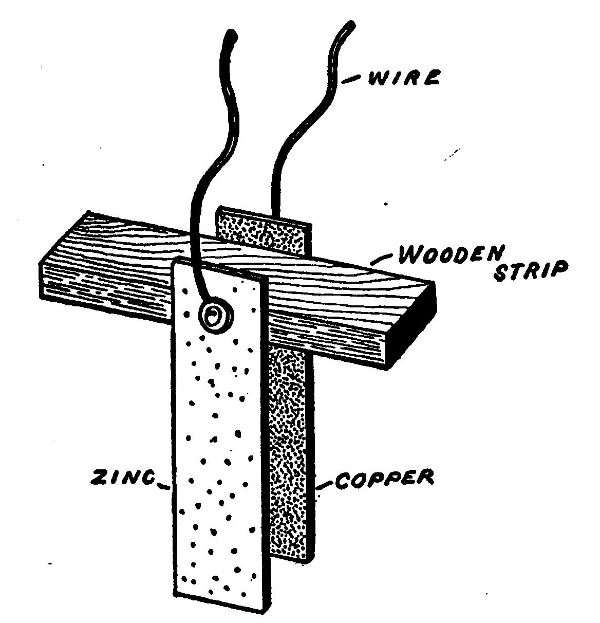 Fig. 53.—The Elements of Simple Voltaic Cell.