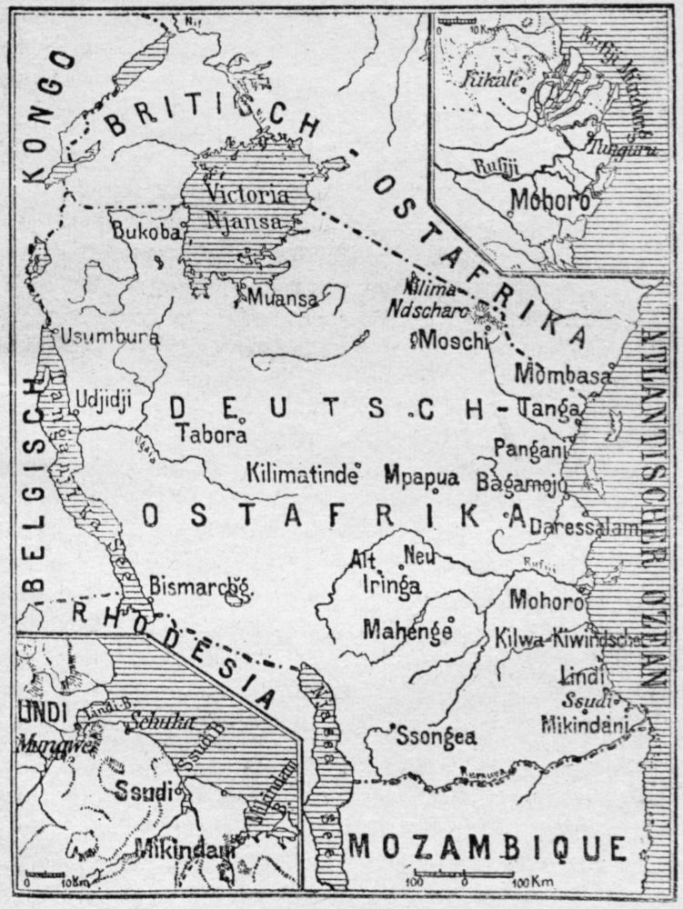 Deutsch-Ostafrika mit der Sudi-Bucht, dem Landungsplatz des Dampfers »Marie«