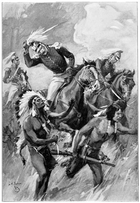 The Indians, panic-stricken at the sight of the oncoming
troopers, broke and ran